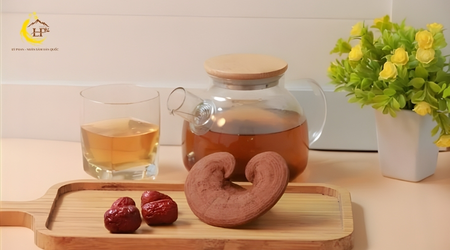 Nấu trà nấm linh chi kết hợp thảo dược Nấu trà nấm linh chi kết hợp thảo dược