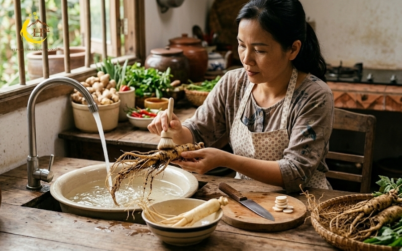 Cách sơ chế sâm tươi trước khi ăn sống